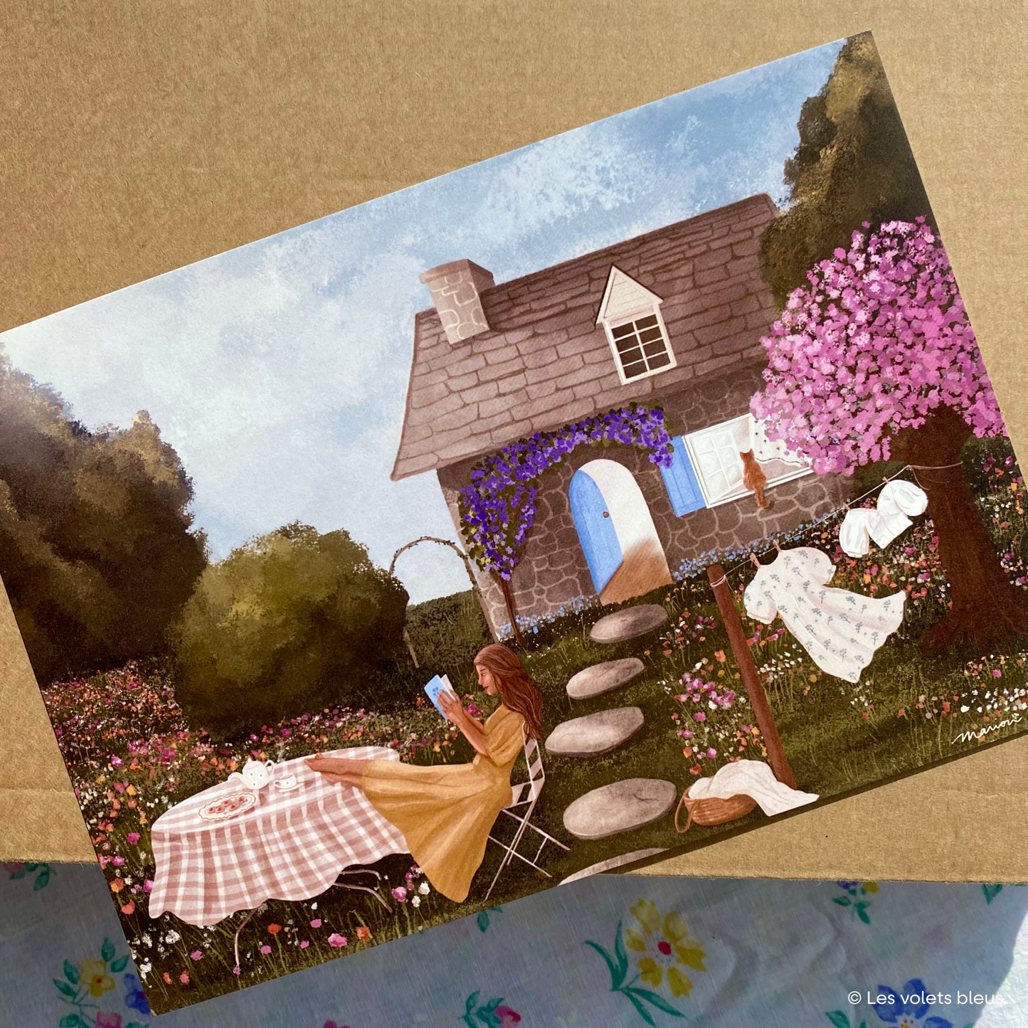 Illustration 'Les clés du cottage' par Marion Piret – Inspiration campagne anglaise.