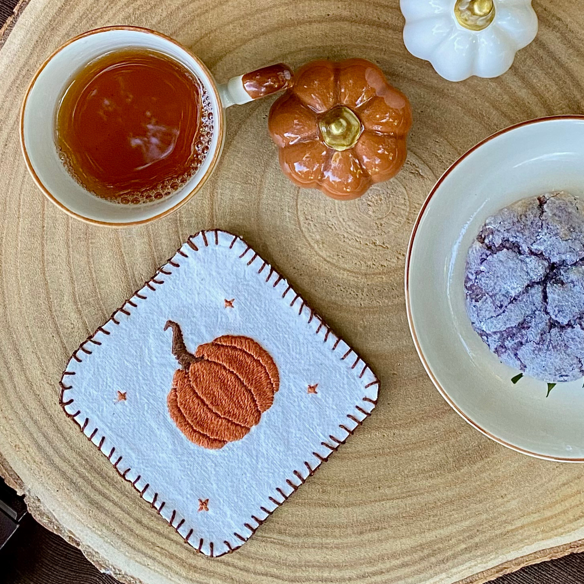 Kit créatif : le dessous de tasse citrouille